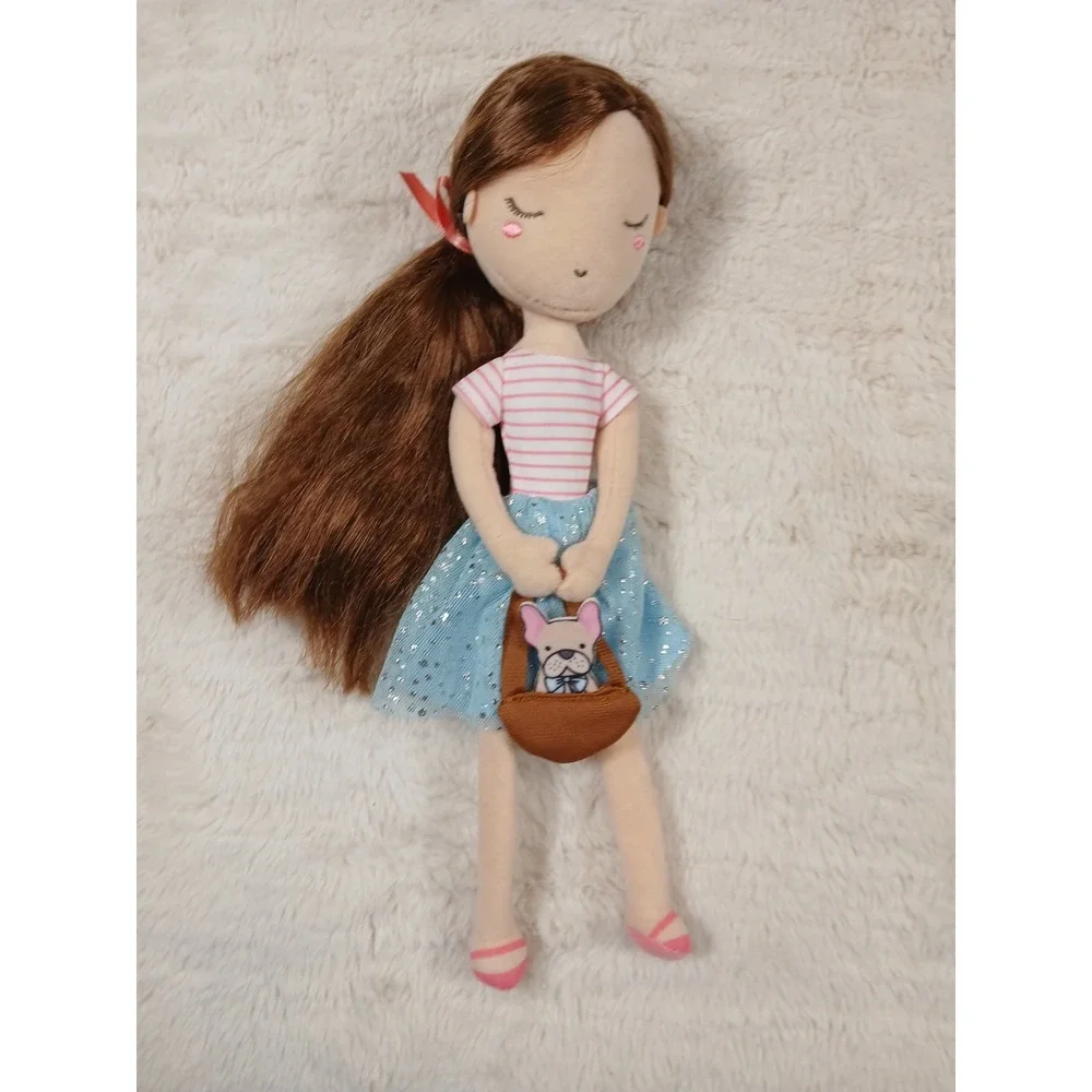 Floral Little Lilly Floral Girl with French‎ Bulldog Doll Plush Ragdoll 12